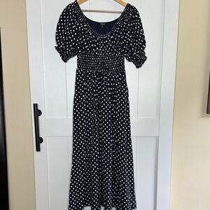 Madewell Navy and White Midi Dress Size 6
